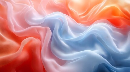 Fototapeta premium Soft pastel fabric drapes elegantly showcasing a gentle color gradient. AI Generated