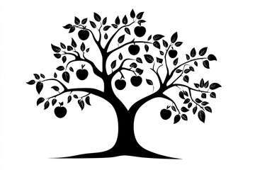 Obraz premium Silhouetted Apple Tree Graphic (1)