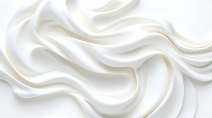 Obraz premium Creamy white swirls on white background; ideal for food packaging or cosmetic ads