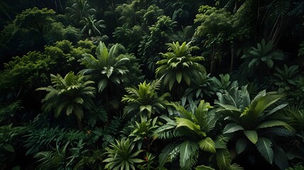 Lush Tropical Jungle Canopy - Aerial View of Vibrant Greenery