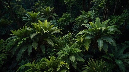 Lush Tropical Jungle Canopy - Aerial View of Vibrant Greenery
