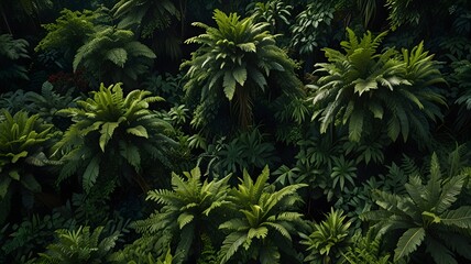 Lush Tropical Jungle Canopy - Aerial View of Vibrant Greenery