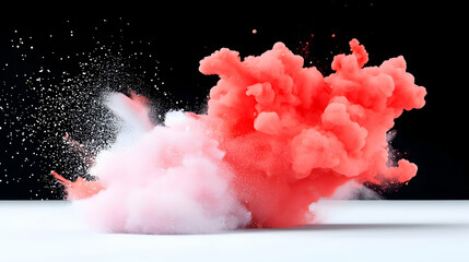 Red and White Smoke Explosion on Dark Background