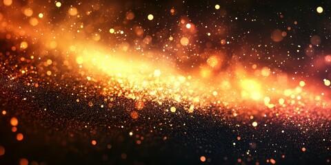 Fototapeta premium Bright glowing particles create an enchanting atmosphere resembling a cosmic scene with a burst of color and light