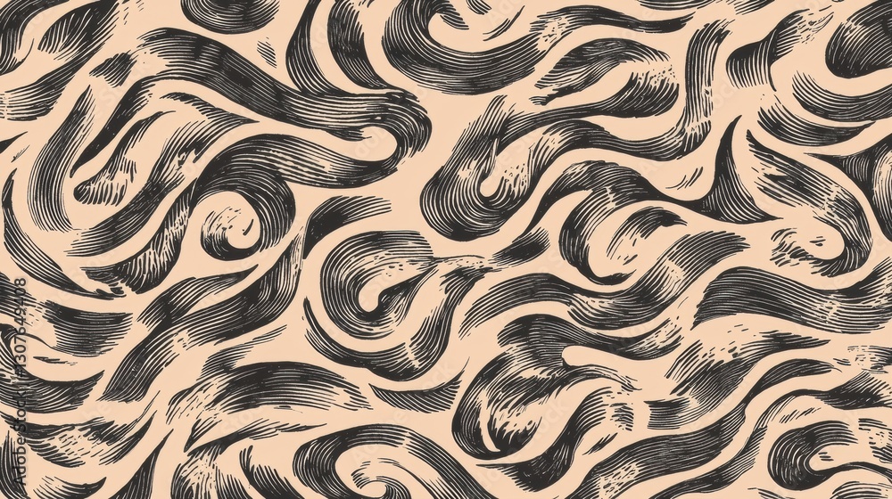 Poster black and white abstract pattern with wavy lines. the lines are arranged in a repeating pattern, cre