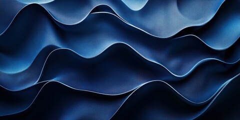 Obraz premium Textured fabric waves create a deep blue abstract pattern suitable for modern design and art projects