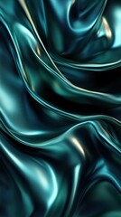 Obraz premium Textured turquoise silk fabric drapes elegantly, showcasing rich colors and smooth surfaces in soft, flowing waves