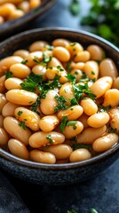 Buttery White Beans, Parsley Garnish