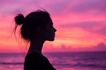 silhouette of a woman in sunset