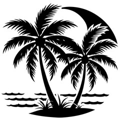 Fototapeta premium silhouette of palm trees