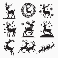 Elegant deer silhouette vector art deer vector illustration Reindeer