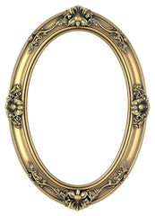Obraz premium PNG Ornamental gold oval photo vintage frame.