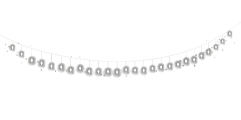 Fototapeta premium PNG White glowing light string lighting lights background.