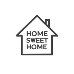 "Home Sweet Home" Cozy Typography Icon for Real Estate Marketing, Housewarming Cards, Interior Design Blogs and Home Decor