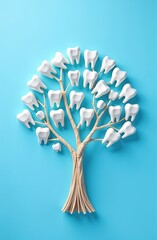 A tree made of teeth. Advertising of toothpaste. advertising of a dental clinic. medical concept.