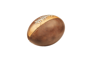 Vintage Brown Leather American Football Isolated on Black,