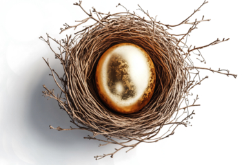  3D render of an Easter nest, carefully crafted from delicate straw and twigs