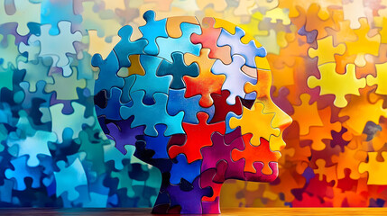 World autism awareness day : colorful puzzles vector background. Symbol of autism. Medical flat illustration. Health care ,banner or poster of World autism awareness day.