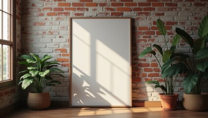 mock up poster with vintage hipster loft interior background