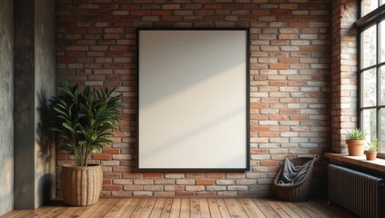 mock up poster with vintage hipster loft interior background