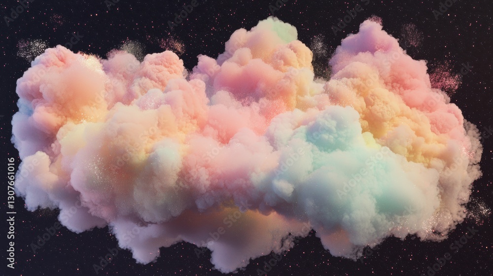 Poster digital illustration of a cloud-like structure. the cloud is made up of multiple layers of different