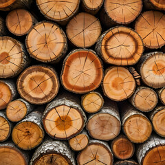 Fototapeta premium Neatly Stacked Firewood With Natural Patterns