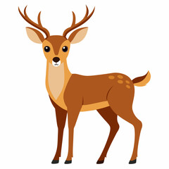 Obraz premium Cartoon cute deer. Suitable for children's books, sticker,mascot, logo.Vector illustration on white background