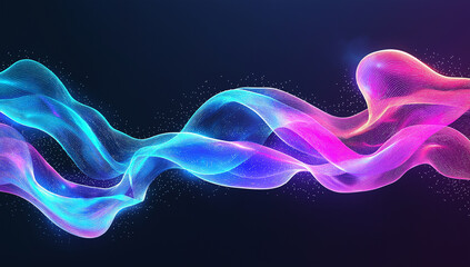 Abstract background with neon lines and glowing waves, creating vibrant and dynamic visual effect. interplay of colors evokes sense of energy and movement