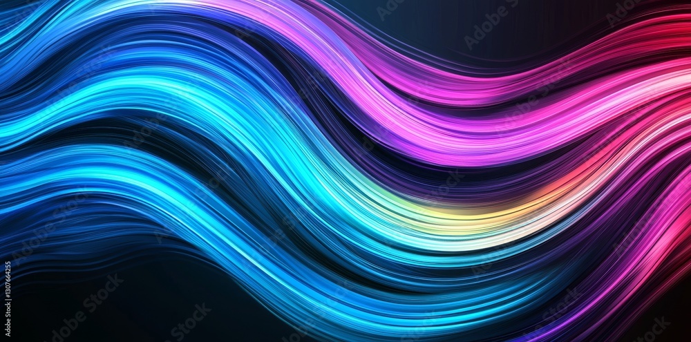 Poster a dark background serves as the setting for an abstract display of luminescent blue and pink digital
