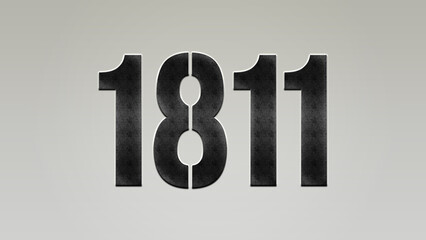 3D Bold metal number 1811 on silver background.