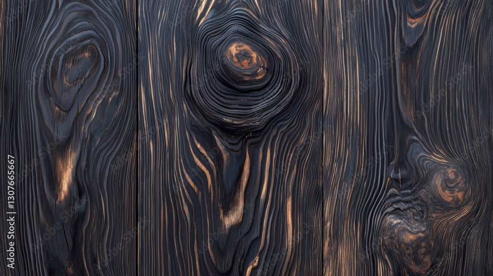 Poster close-up of a wooden surface with a dark brown color. the wood appears to be weathered and aged, wit