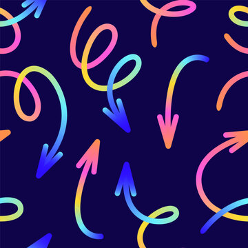Seamless pattern of colorful gradient arrow