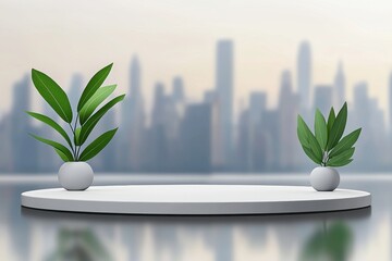 An illustration of a metropolitan area with numerous green spaces and towering skyscrapers