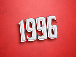 Sale banner text effect of number 1996 on red background.