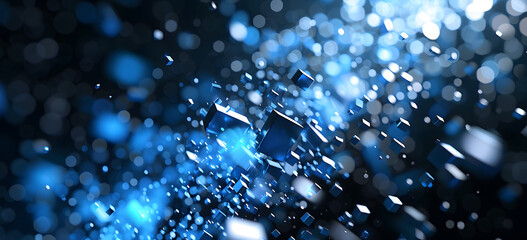 abstract blue background with particles and light spots