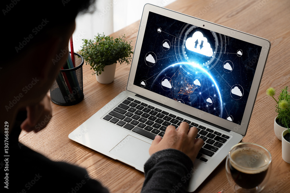 Poster cloud computing software for modish remote work and personal data storage