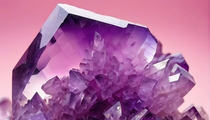 Captivating close-up of a cluster of amethyst crystals with vibrant purple hues