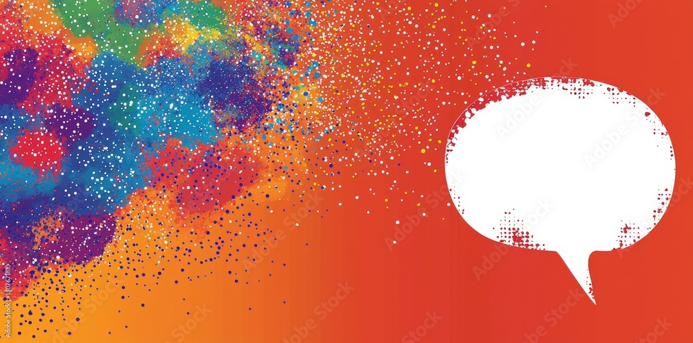 Poster a speech bubble template in the pop art style with a dynamic explosion and vibrant colors, generated