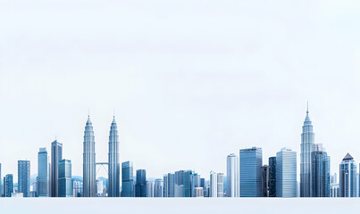 Fototapeta premium Modern City Skyline with Tall Buildings and Clear Sky Background
