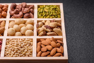 Mix of macadamia, pine, cashew, hazelnut, peanut, pistachio nuts