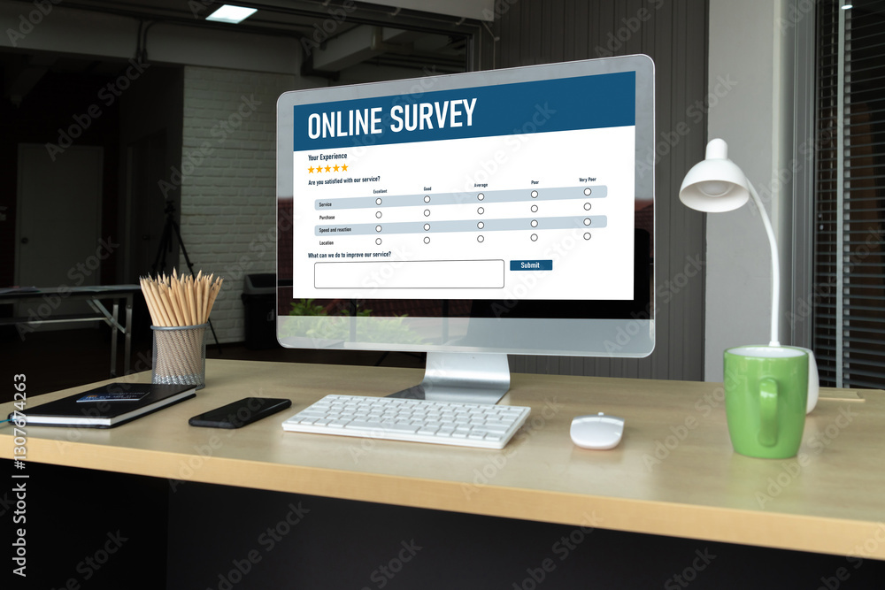 Poster online survey form for modish digital information collection on the internet network