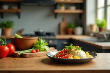 Close-up of kitchenware, blurred kitchen background, baking, utensils, tools