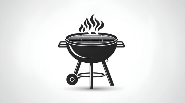 black barbecue grill with flames clip art preview