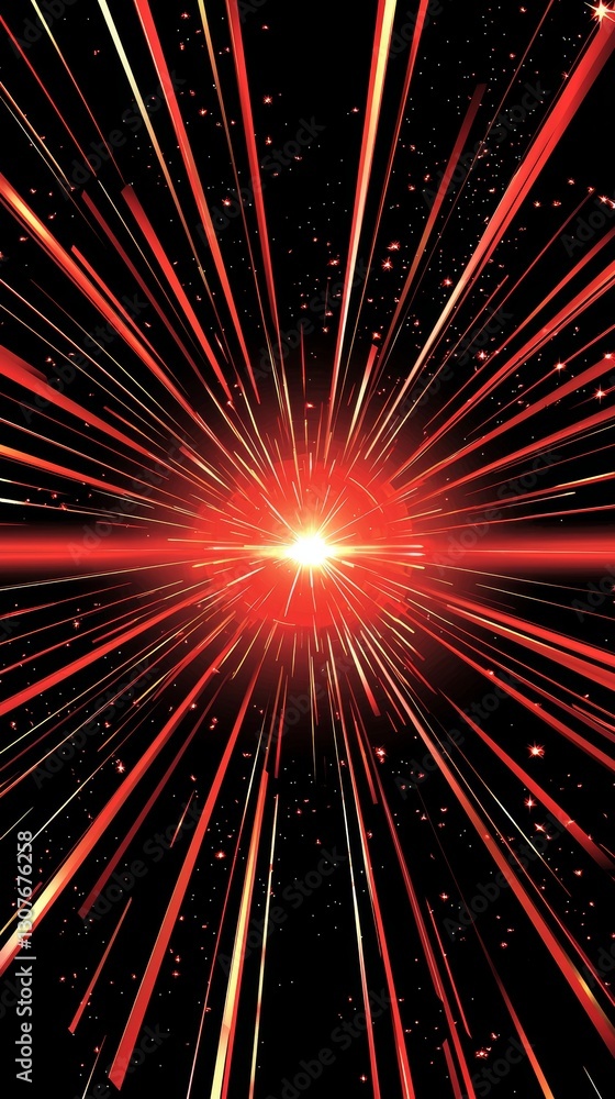 Poster vertical wallpaper that showcases vibrant glowing diagonal light beams in red and orange, interspers