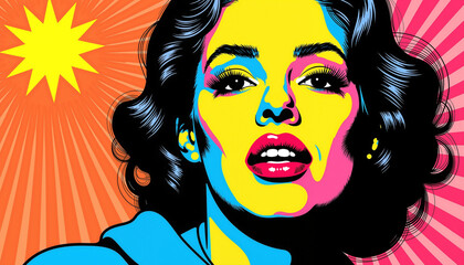 Colorful portrait of a woman with vibrant background