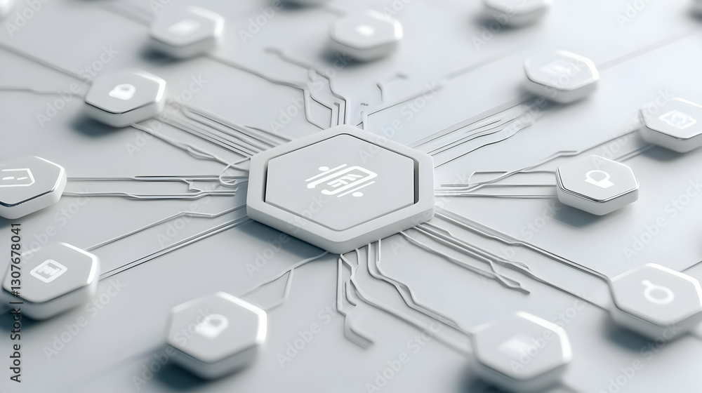 Poster modern technology network with icons and circuit design elements