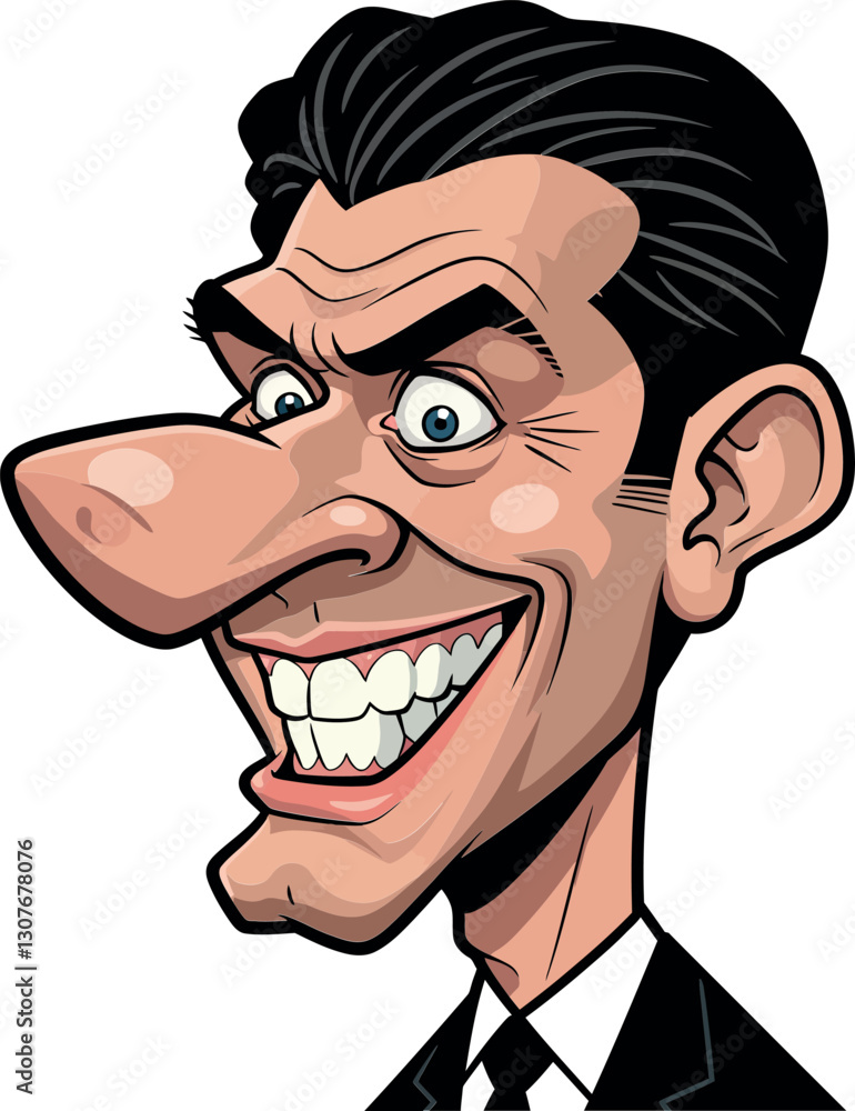 Poster cartoonish character with exaggerated features in a minimal style, showcasing humor and charm in vec