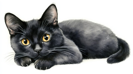 The black cat lying on the ground