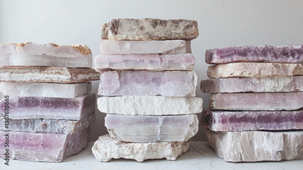 Poster stack of small, rectangular stones arranged in a pyramid-like structure. the stones are of different