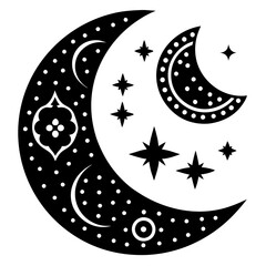 Crescent Moon Star Vectors set